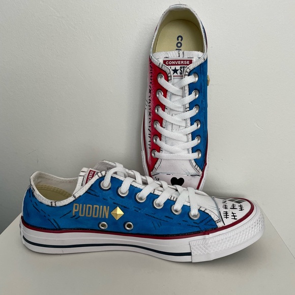 Custom Hand Painted Harley Quinn Inspired Converse All Star Sneakers - Picture 1 of 6
